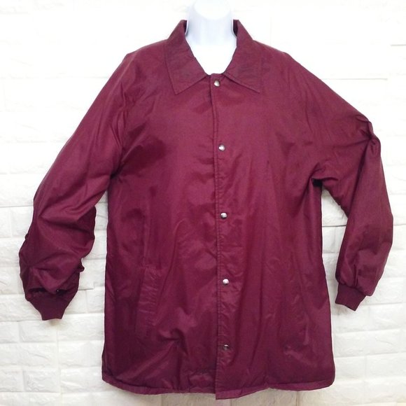 Vintage 70s Sears Outerwear Chore Coat Utility Jacket Unisex 3XLT Pockets Wine - Picture 1 of 10